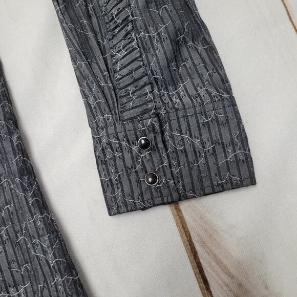 White Diamonds Boots western button down shirt pearl snap faux suede - Picture 6 of 7